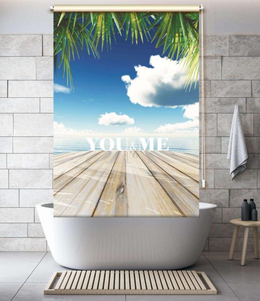You and Me Duschrollo - Duschvorhang Rollo Deckenmontage